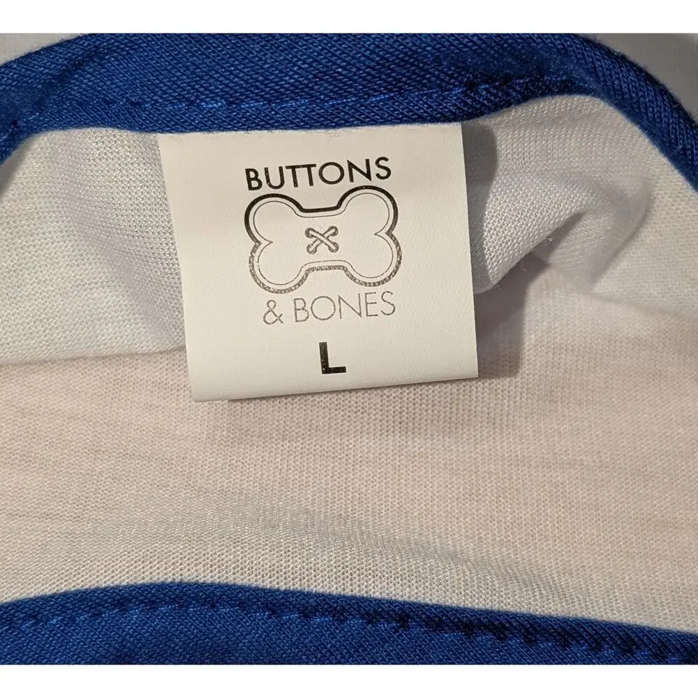 Buttons & Bones Large Dog Tank Top Sun's Out Tongue's Out Blue Trim Pet Shirt